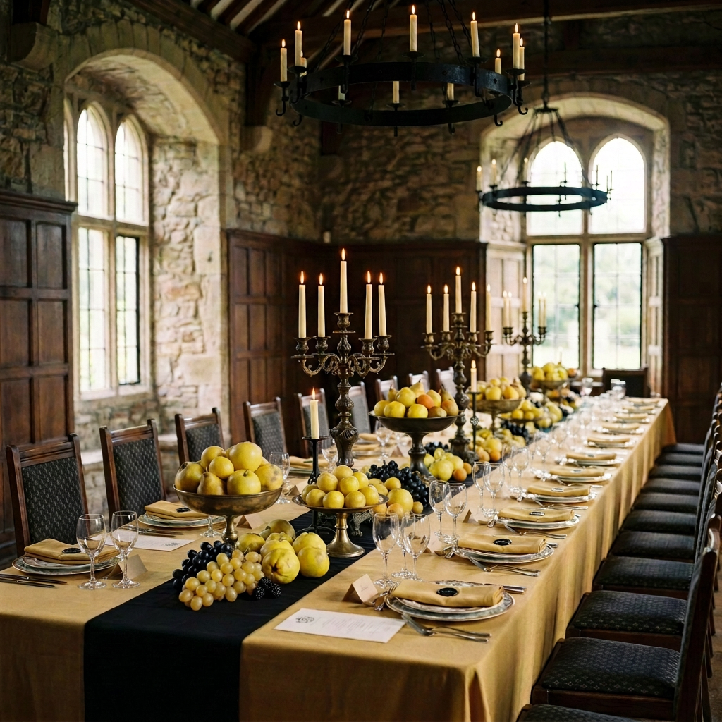Dreistöckige Hochzeitstorte in Creme mit Bändern in Bordeaux, Smaragd und Gold